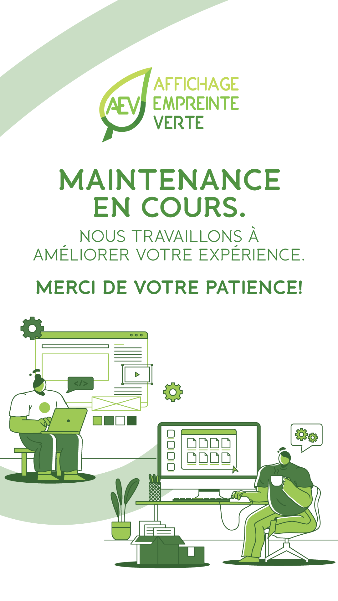 Maintenance en cours - Affichage Empreinte Verte